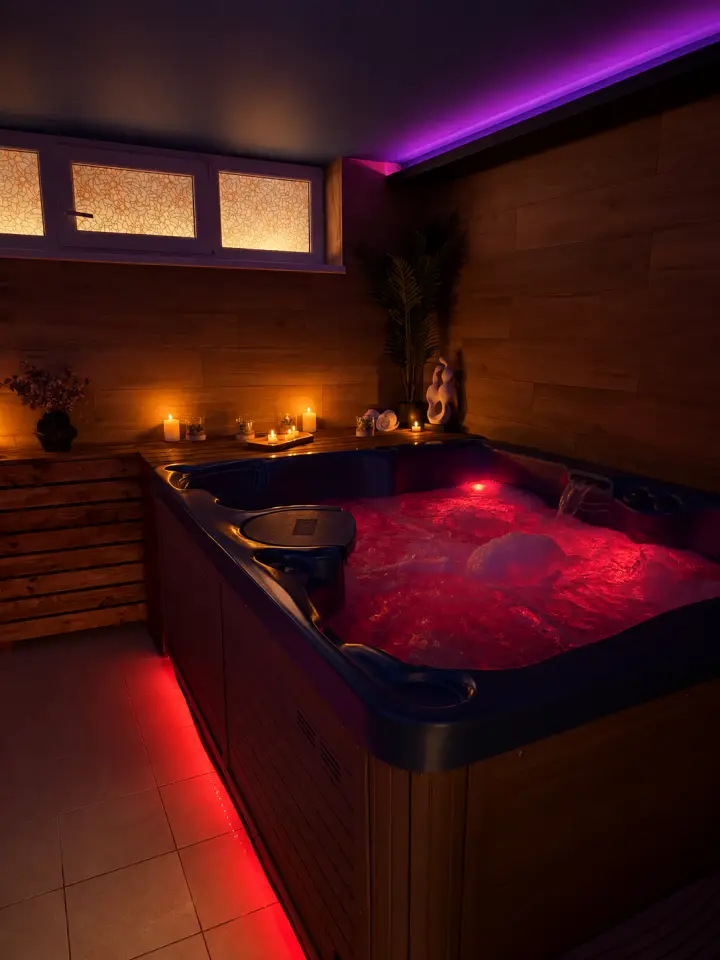 Jacuzzi s farebným osvetlením v Relax Worlds